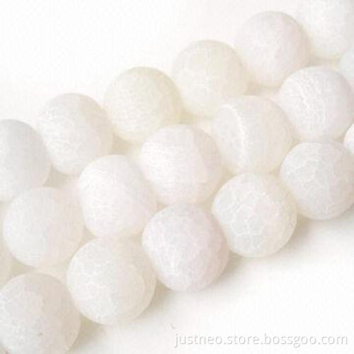 4 to 18mm round white frosted agate semi-precious loose beads gemstone